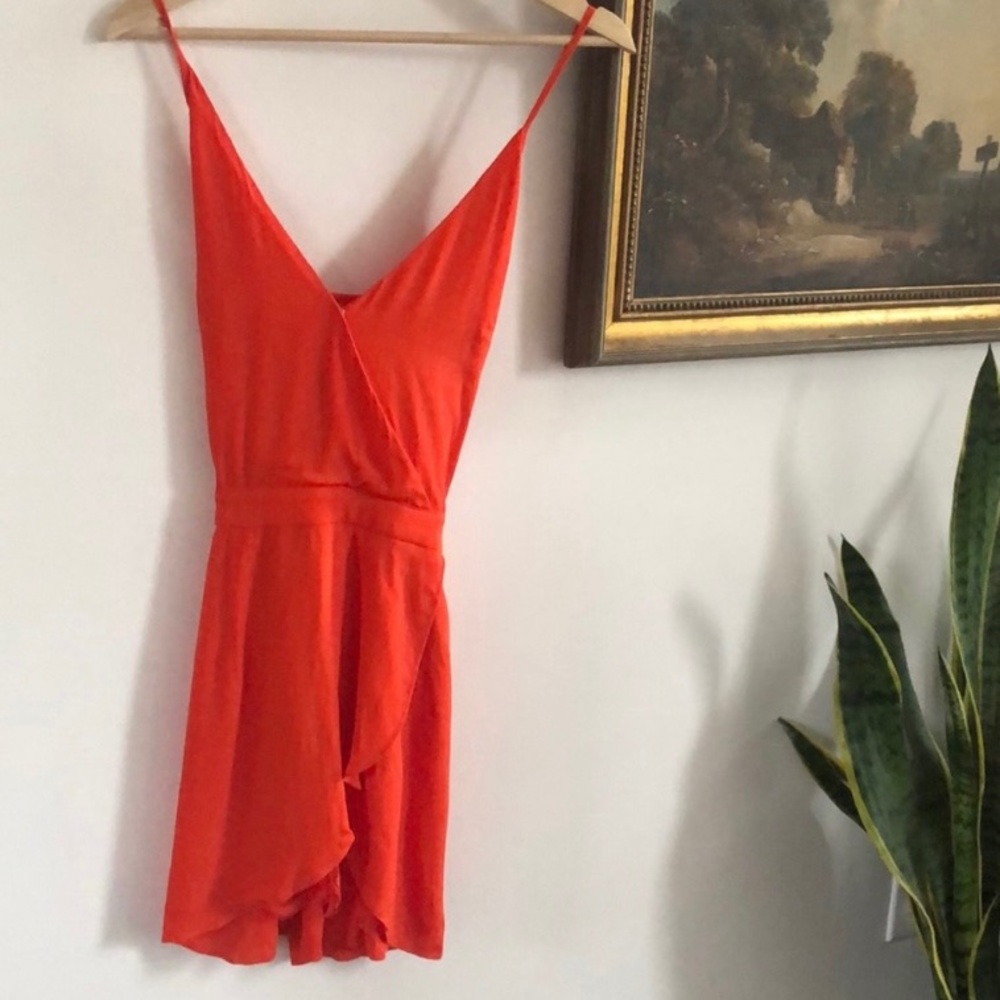 Lovers + Frienda Orange lace Details dress